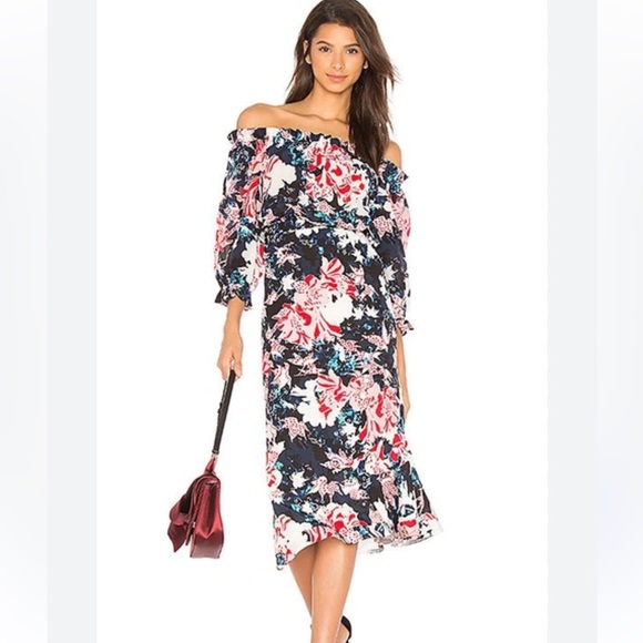 Saloni Grace Tigerlilly Floral Silk Midi Dress NWOT